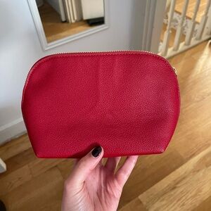 Red Leather Cosmetic Pouch